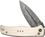 Civivi Incindie Button Lock Damascus EDC Knife With Ivory G10 Handle Pocket Clip And Extended Tang by Civivi