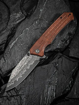 Civivi Tacticorix Linerlock Wood Knife With Damascus Clip Point Blade Durable EDC Ready by Civivi