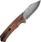 Civivi Tacticorix Linerlock Wood Knife With Damascus Clip Point Blade Durable EDC Ready by Civivi