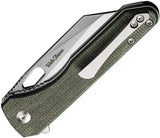 Civivi Nugz Linerlock Knife With Green Micarta Handle Extended Tang Satin 14C28N Blade For EDC by Civivi