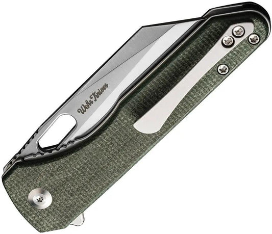 Civivi Nugz Linerlock Knife With Green Micarta Handle Extended Tang Satin 14C28N Blade For EDC by Civivi