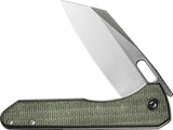 Civivi Nugz Linerlock Knife With Green Micarta Handle Extended Tang Satin 14C28N Blade For EDC by Civivi