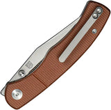 Civivi Clingman Linerlock Knife Brown Micarta Handle 3In Nitro V Blade EDC Ready with Pocket Clip and Kydex Sheath by Civivi