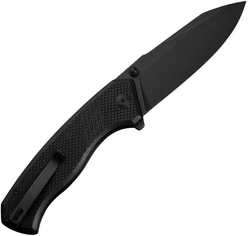 Civivi Placoid Linerlock Folding Knife With Black G10 Handle Three Seven Five Inch Clip Point Blade In 14C28N Steel EDC by Civivi
