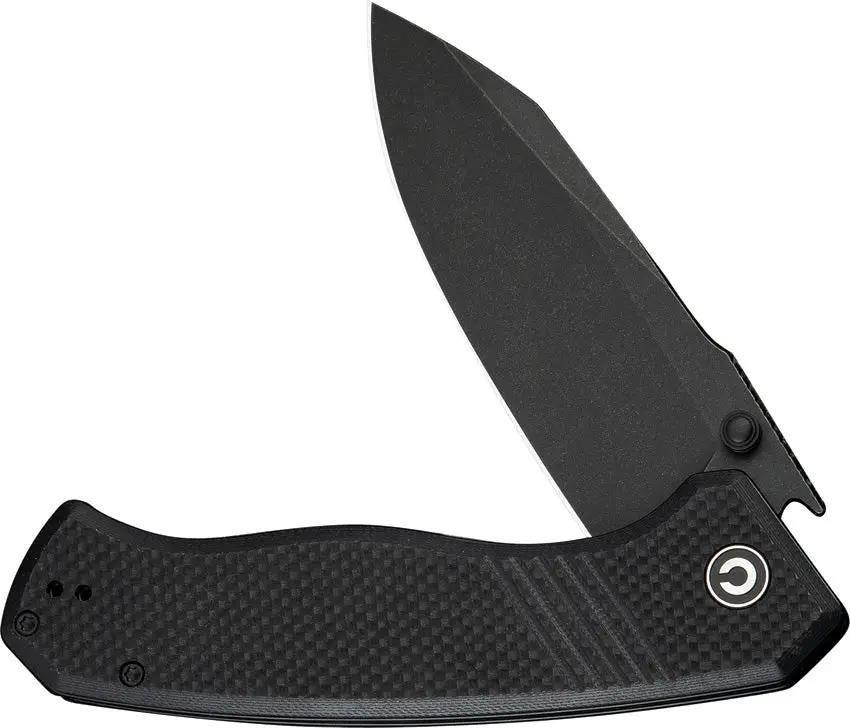 Civivi Placoid Linerlock Folding Knife With Black G10 Handle Three Seven Five Inch Clip Point Blade In 14C28N Steel EDC by Civivi