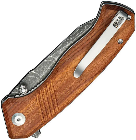Civivi Placoid Linerlock Damascus Clip Point Wood Handle EDC Knife For Collectors by Civivi