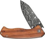 Civivi Placoid Linerlock Damascus Clip Point Wood Handle EDC Knife For Collectors by Civivi