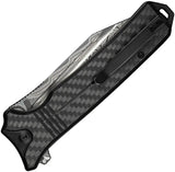 Civivi Neurohaptic Button Lock Damascus EDC Knife With Carbon Fiber Overlay G10 Handle Lanyard Hole by Civivi