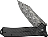 Civivi Neurohaptic Button Lock Damascus EDC Knife With Carbon Fiber Overlay G10 Handle Lanyard Hole by Civivi