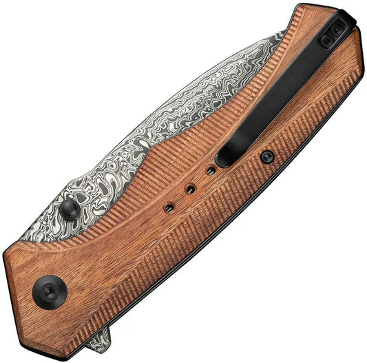 Civivi Photonix Linerlock Folding Knife Damascus Drop Point Wood Handle Premium EDC Enthusiasts by Civivi