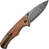 Civivi Photonix Linerlock Folding Knife Damascus Drop Point Wood Handle Premium EDC Enthusiasts by Civivi