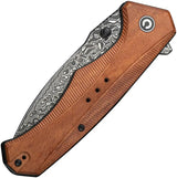 Civivi Photonix Linerlock Folding Knife Damascus Drop Point Wood Handle Premium EDC Enthusiasts by Civivi