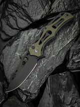 Civivi Biophase Button Lock EDC Knife With Premium Nitro V Steel Clip Point OD Green G10 Overlay by Civivi