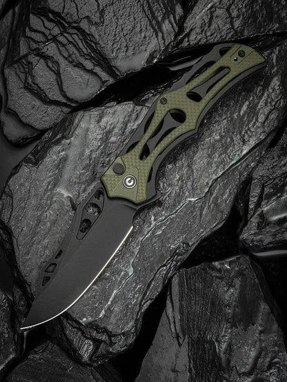 Civivi Biophase Button Lock EDC Knife With Premium Nitro V Steel Clip Point OD Green G10 Overlay by Civivi