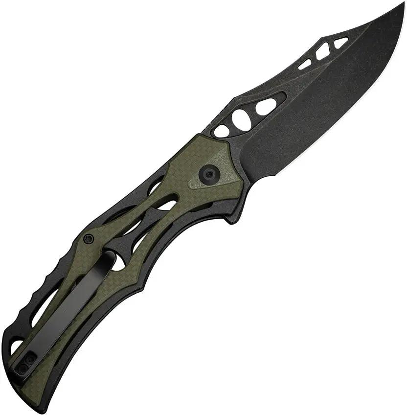 Civivi Biophase Button Lock EDC Knife With Premium Nitro V Steel Clip Point OD Green G10 Overlay by Civivi