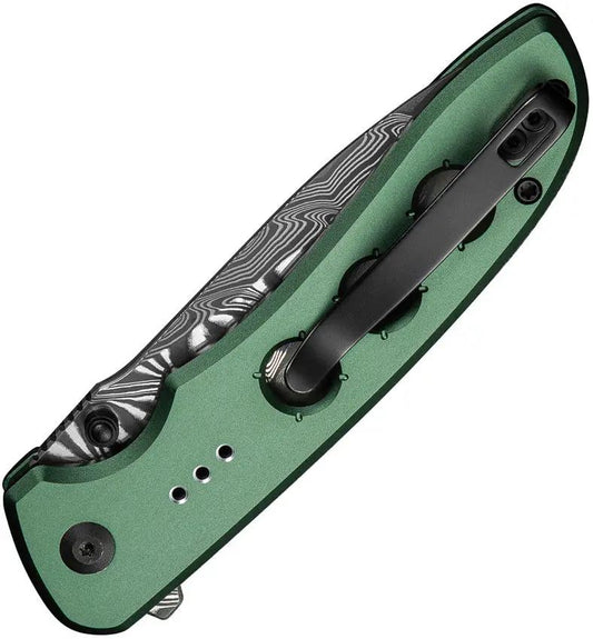 Civivi Hyperpulse Button Lock Knife Green Aluminum Handle Premium Damascus Drop Point Blade for EDC Enthusiasts by Civivi