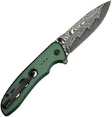 Civivi Hyperpulse Button Lock Knife Green Aluminum Handle Premium Damascus Drop Point Blade for EDC Enthusiasts by Civivi