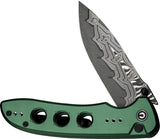 Civivi Hyperpulse Button Lock Knife Green Aluminum Handle Premium Damascus Drop Point Blade for EDC Enthusiasts by Civivi