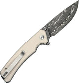 Civivi Merit Linerlock Damascus Knife With Ivory G10 Handle For EDC Enthusiasts And Collectors by Civivi