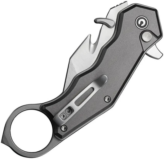 Civivi Amaroq Button Lock Knife With Gray Aluminum Handle Nitro V Reverse Tanto Blade For EDC Enthusiasts by Civivi