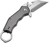 Civivi Amaroq Button Lock Knife With Gray Aluminum Handle Nitro V Reverse Tanto Blade For EDC Enthusiasts by Civivi