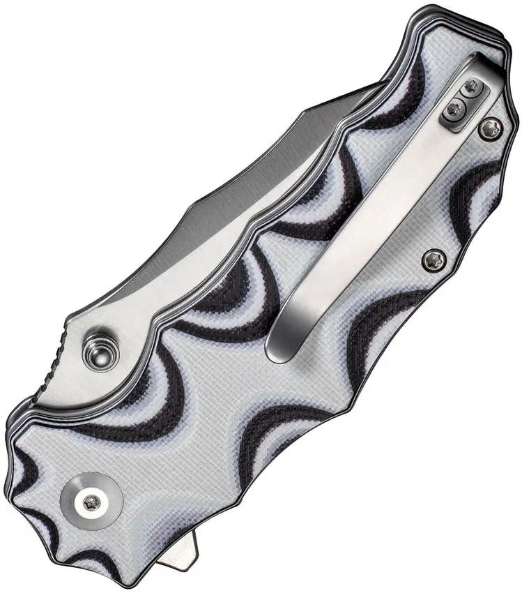 Civivi Natterjack Button Lock Knife With Satin 14C28N Sandvik Blade Black White G10 Handle EDC Everyday Carry by Civivi