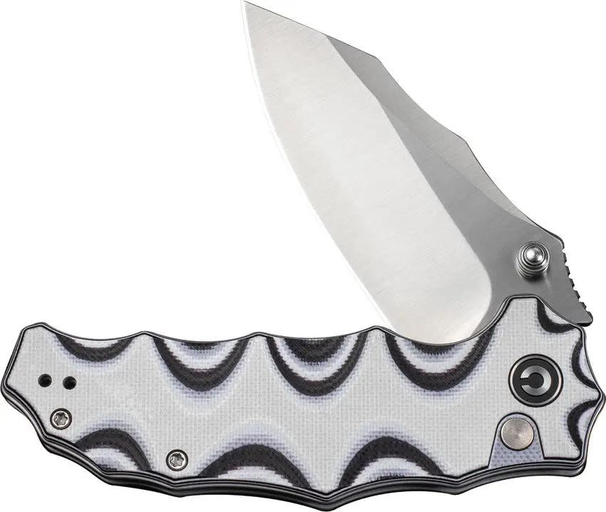Civivi Natterjack Button Lock Knife With Satin 14C28N Sandvik Blade Black White G10 Handle EDC Everyday Carry by Civivi