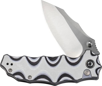 Civivi Natterjack Button Lock Knife With Satin 14C28N Sandvik Blade Black White G10 Handle EDC Everyday Carry by Civivi