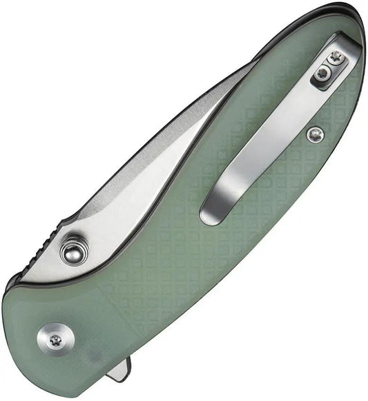 Civivi Faeger Button Lock Jade G10 Knife For EDC, 3 Inch Satin 14C28N Blade, Extended Tang by Civivi
