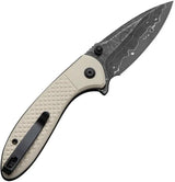 Civivi Faeger Button Lock Folding Knife Ivory G10 Handle Damascus Drop Point Blade for EDC Enthusiasts by Civivi