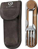 Civivi Partake Multi Tool Coyote Aluminum 4 Inch Closed Compact Knife Fork Spoon Can Opener Magnetic Nest Outdoor EDC by Civivi