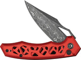 Civivi Anaaki Button Lock Knife Premium Damascus Clip Point Blade Red Aluminum Handle For EDC Enthusiasts by Civivi