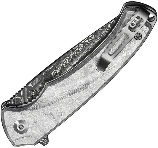 Civivi Voidflare Linerlock Folding Knife With Damascus Drop Point Blade 3in Closed 4.13in Aluminum Foil G10 Handle EDC by Civivi
