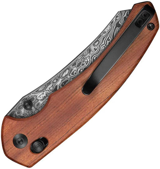 Civivi Sixgill Crossbar Lock Knife With Premium Damascus Blade And Brown Wood Handle For EDC Enthusiasts by Civivi