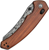 Civivi Sixgill Crossbar Lock Knife With Premium Damascus Blade And Brown Wood Handle For EDC Enthusiasts by Civivi