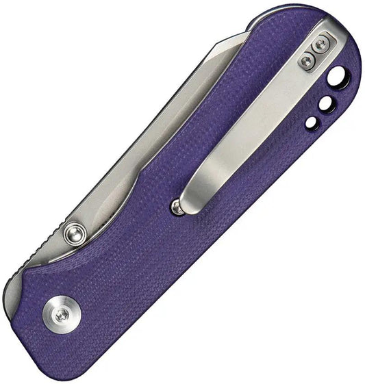 Civivi Crabby Linerlock Knife Purple G10 Handle 14C28N Sandvik Sheepsfoot EDC Thumb Stud Lanyard Hole Storage Case by Civivi