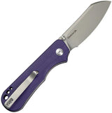Civivi Crabby Linerlock Knife Purple G10 Handle 14C28N Sandvik Sheepsfoot EDC Thumb Stud Lanyard Hole Storage Case by Civivi