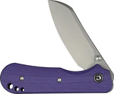 Civivi Crabby Linerlock Knife Purple G10 Handle 14C28N Sandvik Sheepsfoot EDC Thumb Stud Lanyard Hole Storage Case by Civivi