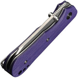 Civivi Crabby Linerlock Knife Purple G10 Handle 14C28N Sandvik Sheepsfoot EDC Thumb Stud Lanyard Hole Storage Case by Civivi