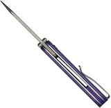 Civivi Crabby Linerlock Knife Purple G10 Handle 14C28N Sandvik Sheepsfoot EDC Thumb Stud Lanyard Hole Storage Case by Civivi
