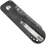 Civivi Crabby Linerlock Damascus Knife With Shredded Carbon Fiber Handle EDC Ready by Civivi