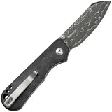 Civivi Crabby Linerlock Damascus Knife With Shredded Carbon Fiber Handle EDC Ready by Civivi