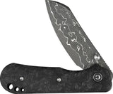Civivi Crabby Linerlock Damascus Knife With Shredded Carbon Fiber Handle EDC Ready by Civivi