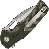 Civivi Vexron Button Lock Knife Green Tan G10 Handle 4.25in Closed EDC With Drop Point Blade 14C28N Stainless by Civivi