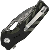 Civivi Vexron Button Lock Folding Knife With Premium Damascus Drop Point Blade And Green Black G10 Handle For EDC by Civivi