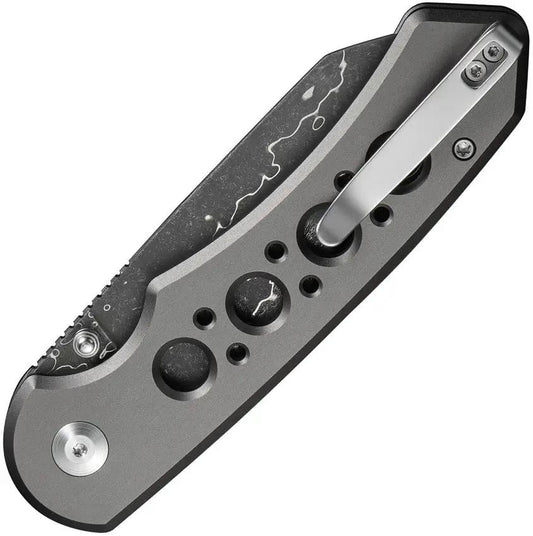 Civivi Pragma Prime Button Lock Knife Gray Damascus Wharncliffe 3.5In EDC Aluminum Handle by Civivi