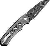 Civivi Pragma Prime Button Lock Knife Gray Damascus Wharncliffe 3.5In EDC Aluminum Handle by Civivi