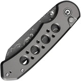 Civivi Pragma Prime Button Lock Knife Gray Damascus Wharncliffe 3.5In EDC Aluminum Handle by Civivi