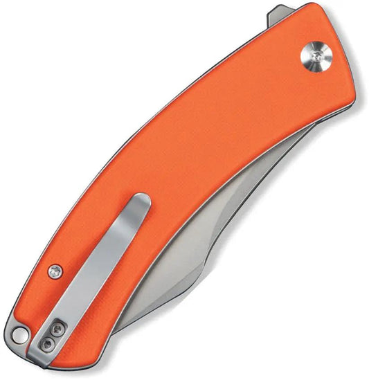 Civivi Outlaw Muk Button Lock Knife Orange G10 Handle 3.5in 14C28N Sandvik Steel Nesmuk Style EDC by Civivi