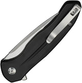 Civivi Kitefin Button Lock EDC Knife 14C28N Satin Drop Point Black Aluminum Handle by Civivi
